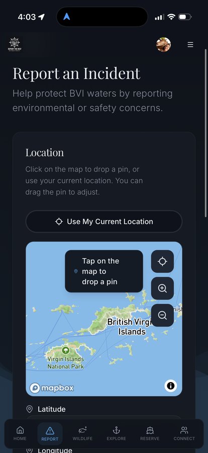 Report The Reef app screen